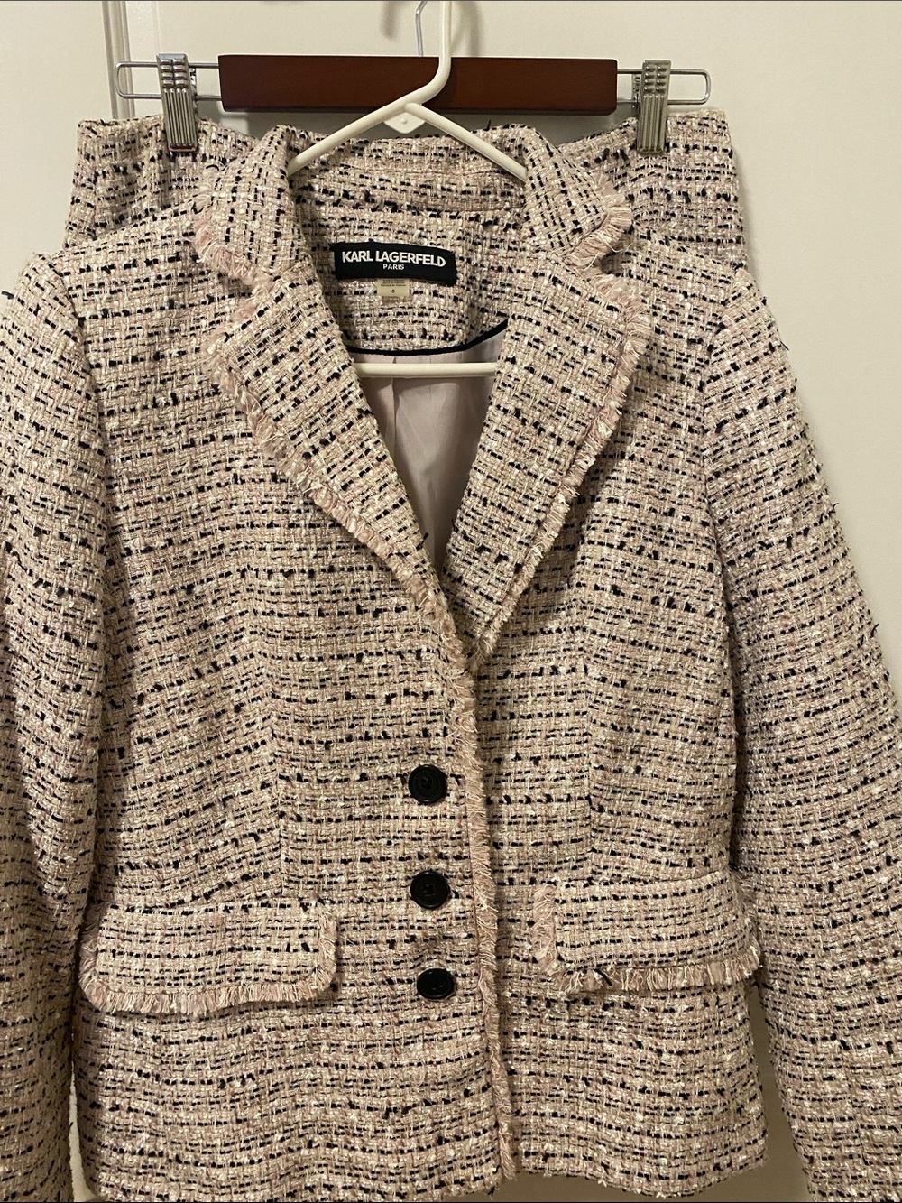 Karl Lagerfeld Pink Tweed Blazer and Skirt Set size 4/6